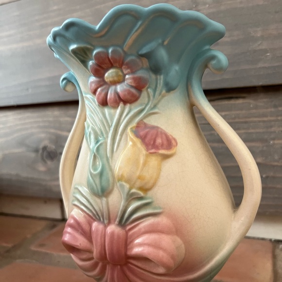 RARE Vintage Original Hull Art Bow Knot Double Handle Vase B-7-8.5” - Picture 4 of 16